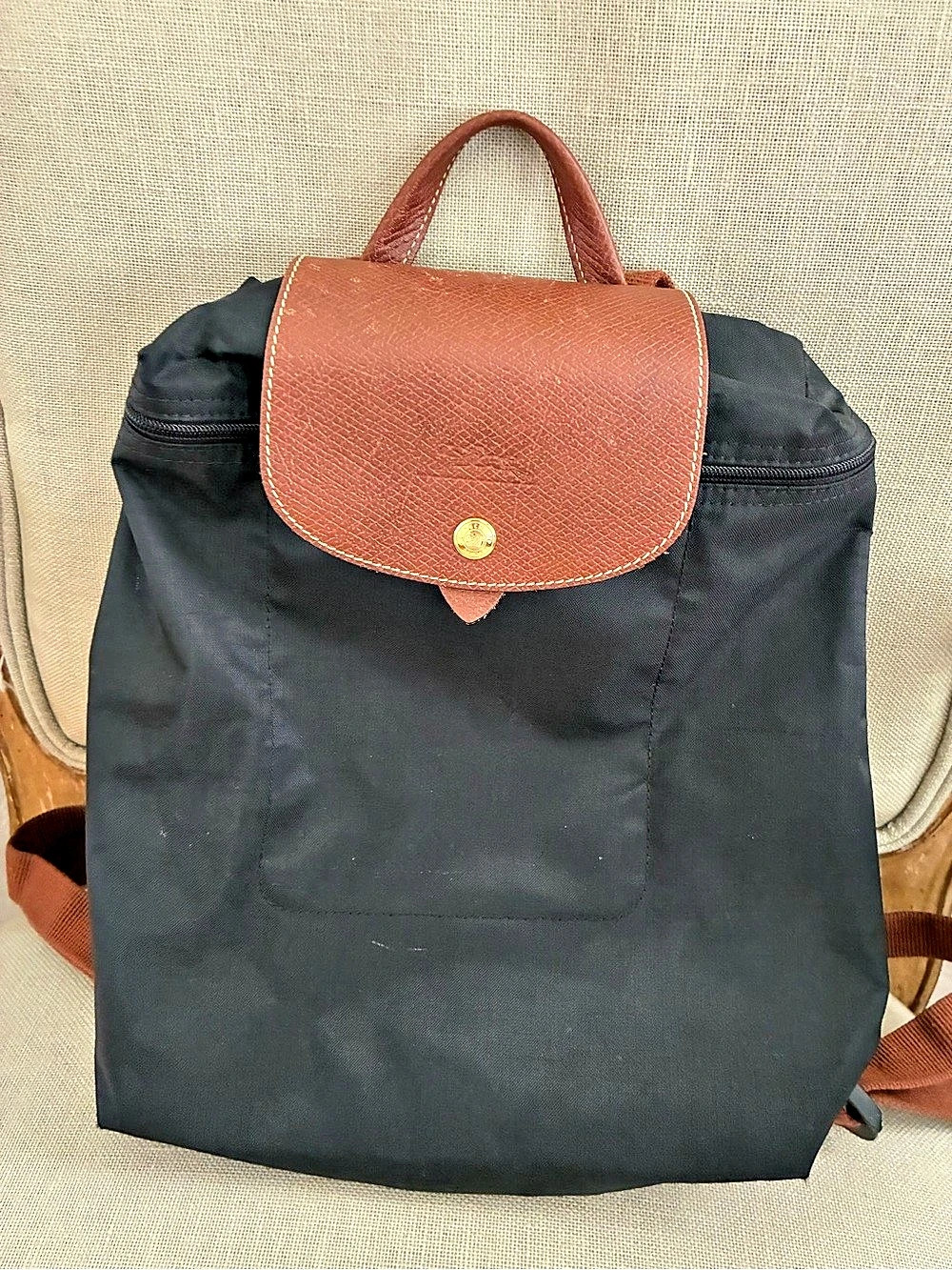 Longchamp Le Pliage Original Backpack in Black & Brown